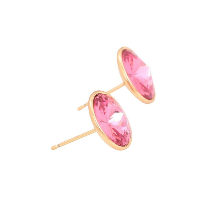 Regular Round Women Crystal Earrings Made with SWAROVSKI® Crystals / Aretes 18k