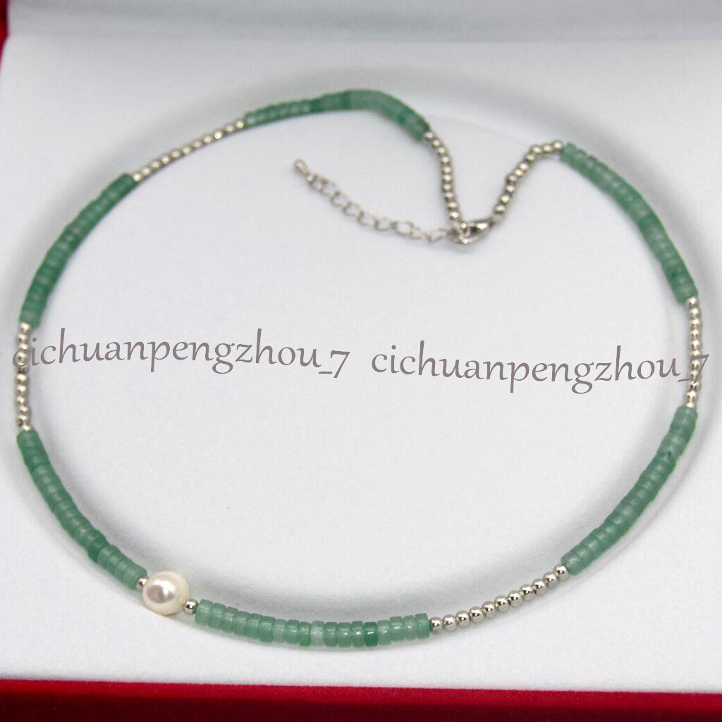 2x4mm Rondelle Green Aventurine Spacer White Pearl Necklace Bracelet Ring Set