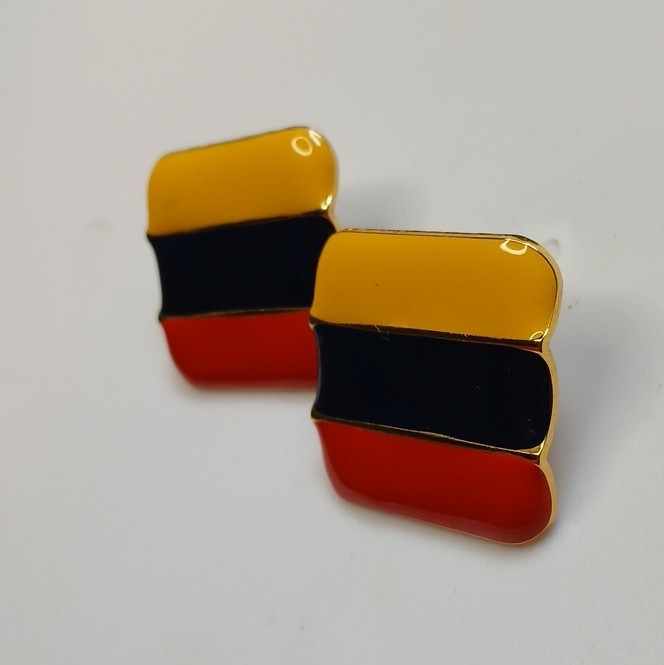 Multicolor Enamel Rectangle Stud Earrings Butterfly Back Nickel-Free Lobe Pair