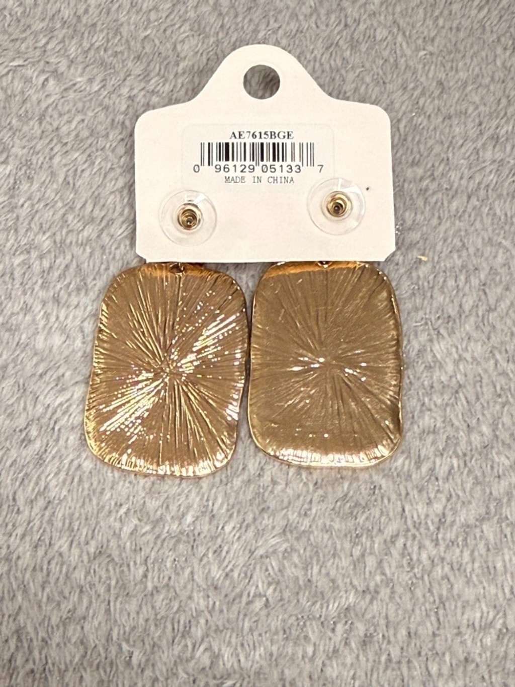 Gold Cream Statement Earrings Ashlyn Rose Textured Rectangle Dangle NWT
