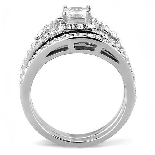TK3253 – High polished (no plating) Stainless Steel Ring with AAA Grade CZ in