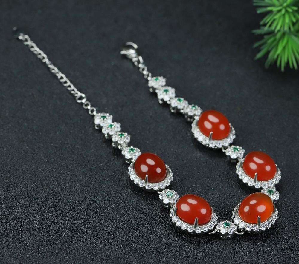 Girl Grandma Mothers Lady Women Red Jade Beads Bracelet Jewelry Gift Box DD298