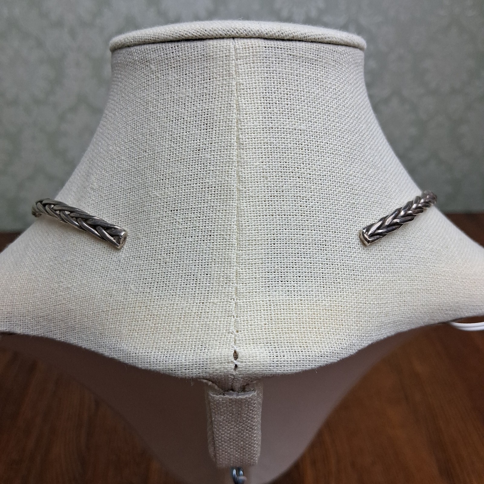 Sterling Silver925 Omega Collar Necklace Braided Open Neck Wire 30g Quiet Luxury