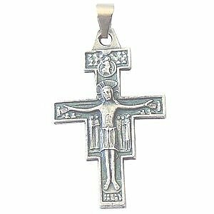 San Damiano crucifix – Pewter (4.1cm or 1.6″) Rosary/Pendant