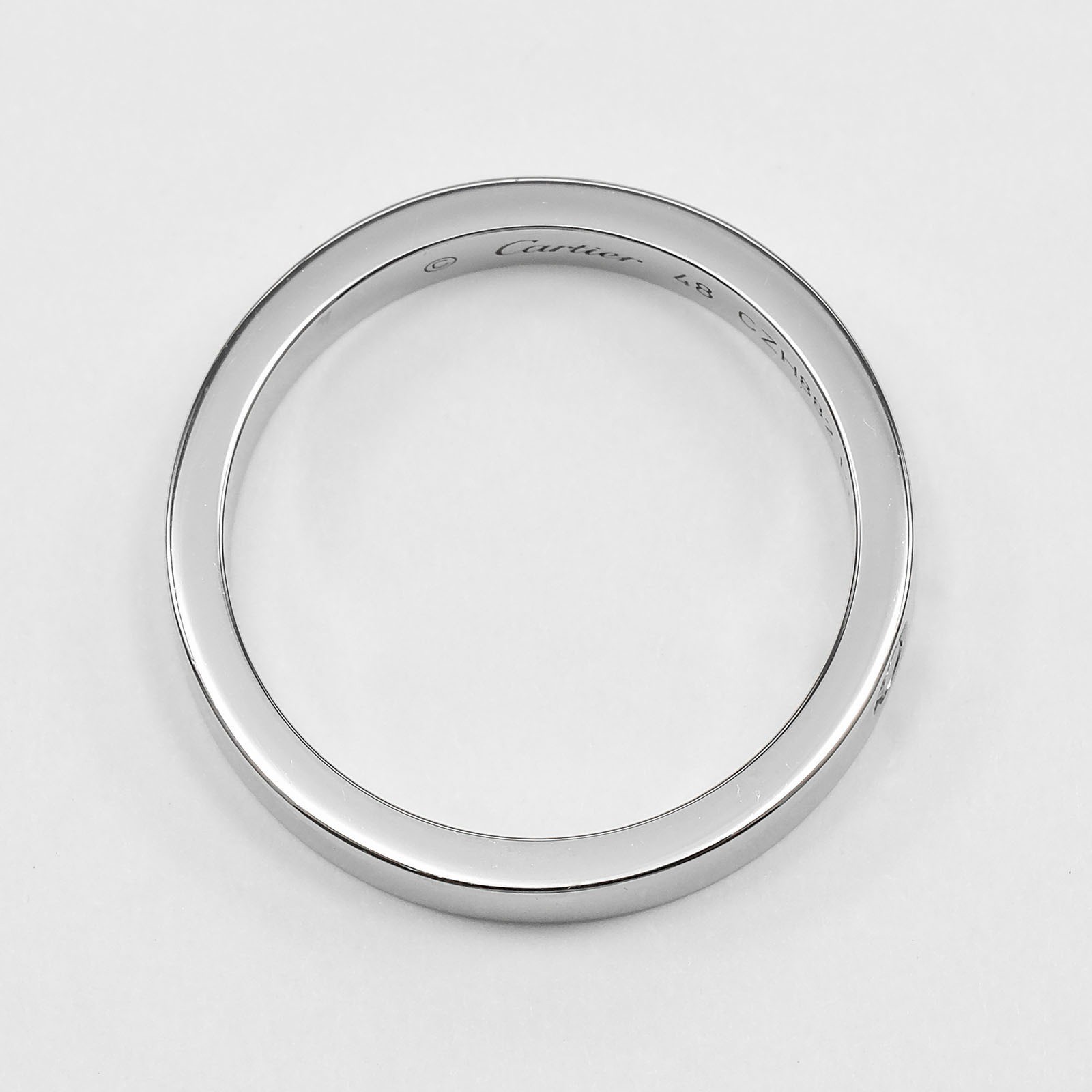 CARTIER C de Cartier engraved Ring Pt950Platinum/diamond #4.5(US Size) 4.8…