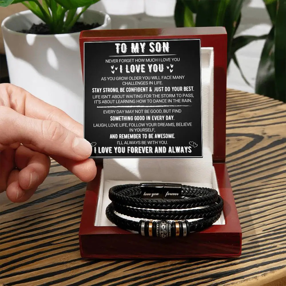 To My Son Gift for Son Bracelet Love from Mom, Dad Forever Birthday, Graduation