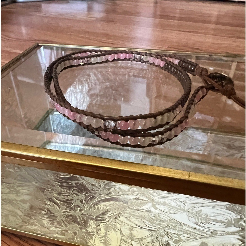 Double wrap beaded leather bracelet EUC