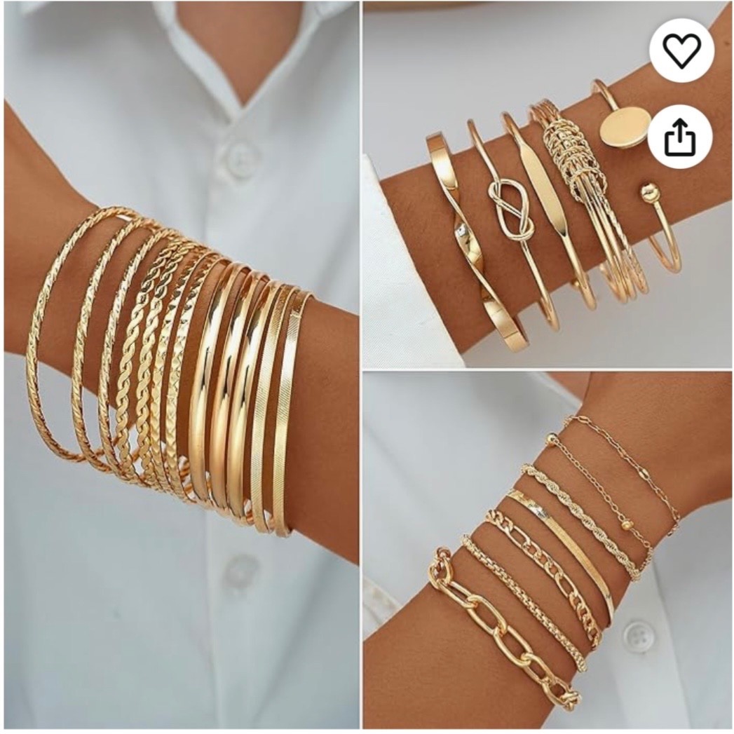 78 Pieces Gold Jewelry Set 9 Necklace, 24 Bracelet, 22 Earrings 23 Knuckle Ring