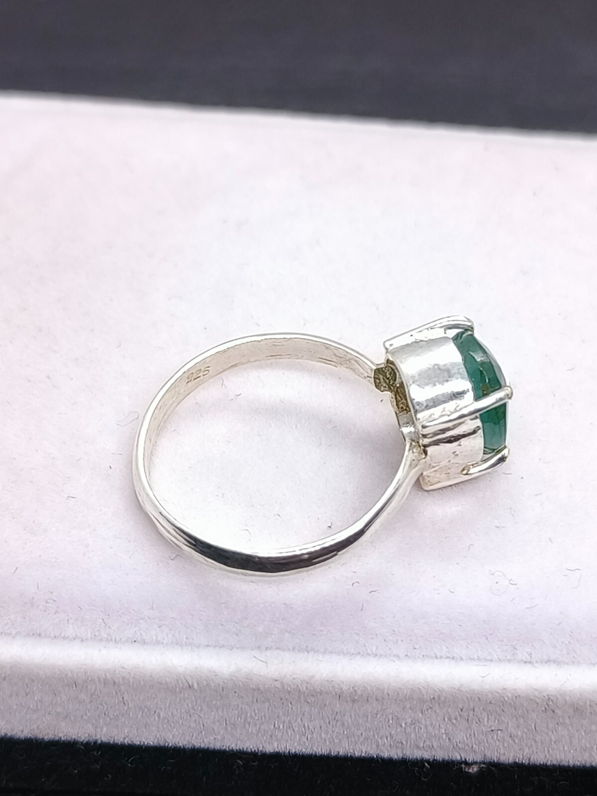 Natural Zambia Emerald Silver Ring Zambia Green Emerald Ring Stone US Size 7