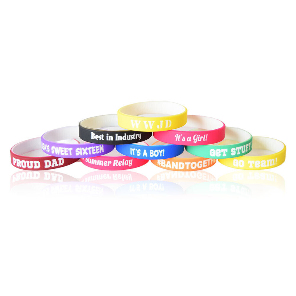 5PCS Custom Debossed Silicone Wristbands Personalized Rubber Bracelets Gifts