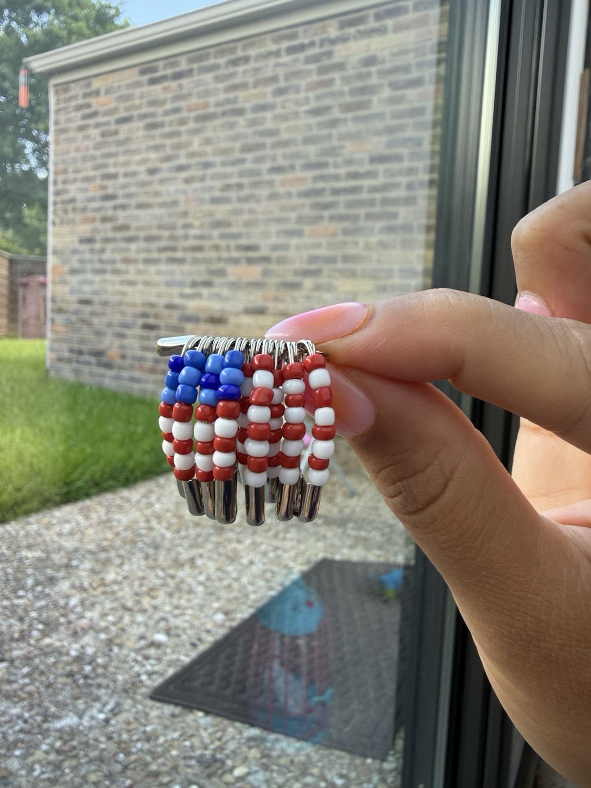Red White & Blue Beaded Red Pin