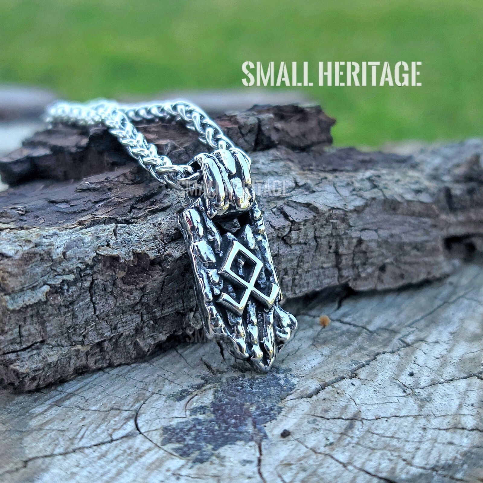 Viking Odal Rune Necklace Stainless Steel Nordic Amulet Odin Symbol Othala Rune