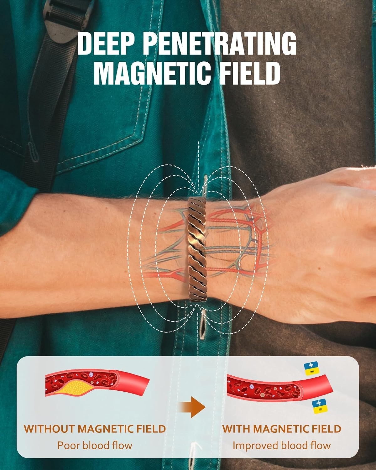 Stylish Copper Magnetic Therapy Bracelet with Fine 999 Stamp – Adjustable Size