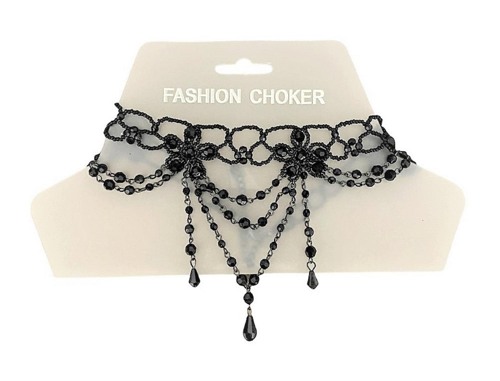 Black Bead Floral Choker Necklace Women Gothic Fancy Party Dress Gift Jewellery