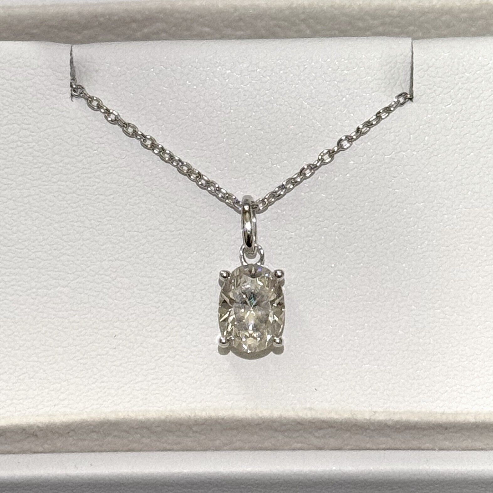 Oval Cut Moissanite Solitaire Pendant with Necklace – 925 Silver or 14k Gold