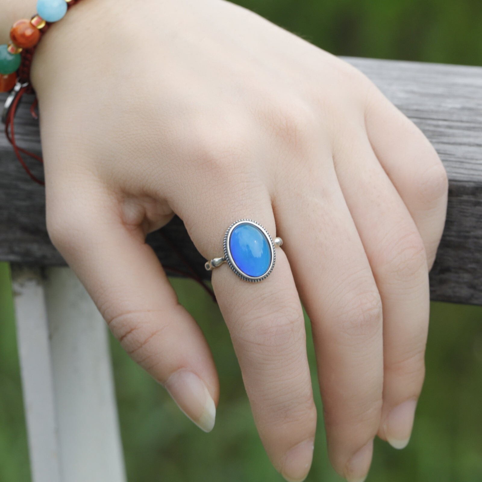 925 Sterling Silver Mood Stone Ring
