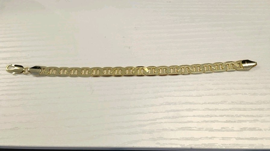 14kt Gold Plated Mariner Bracelet 8 inch Long 1/3 Inch Wide