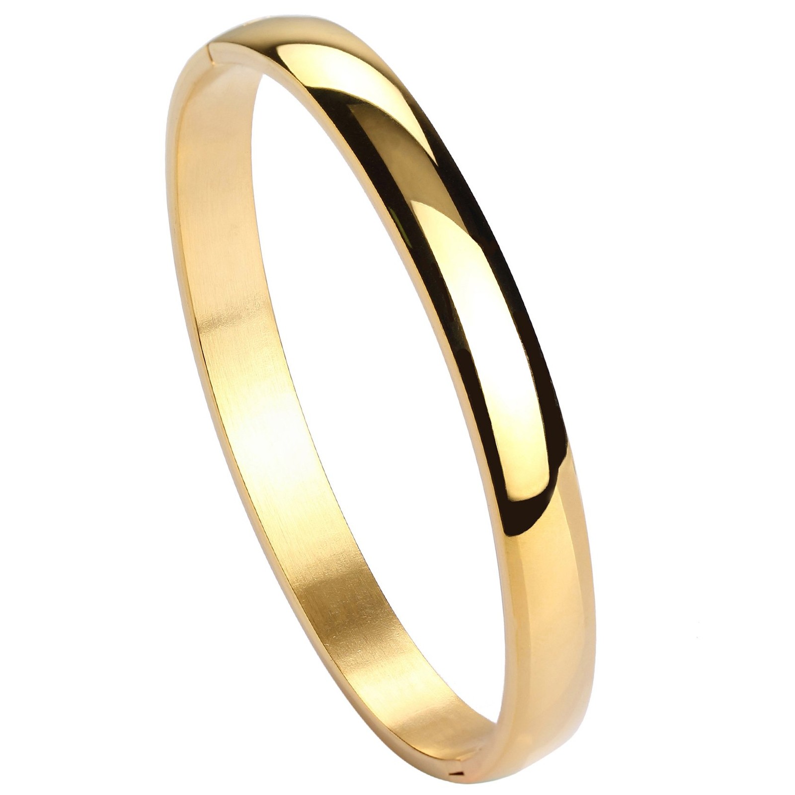 Womens Bangle 8MM Stainless Steel Bracelet Oval Polished Finish Cuff Bangle 6.7″