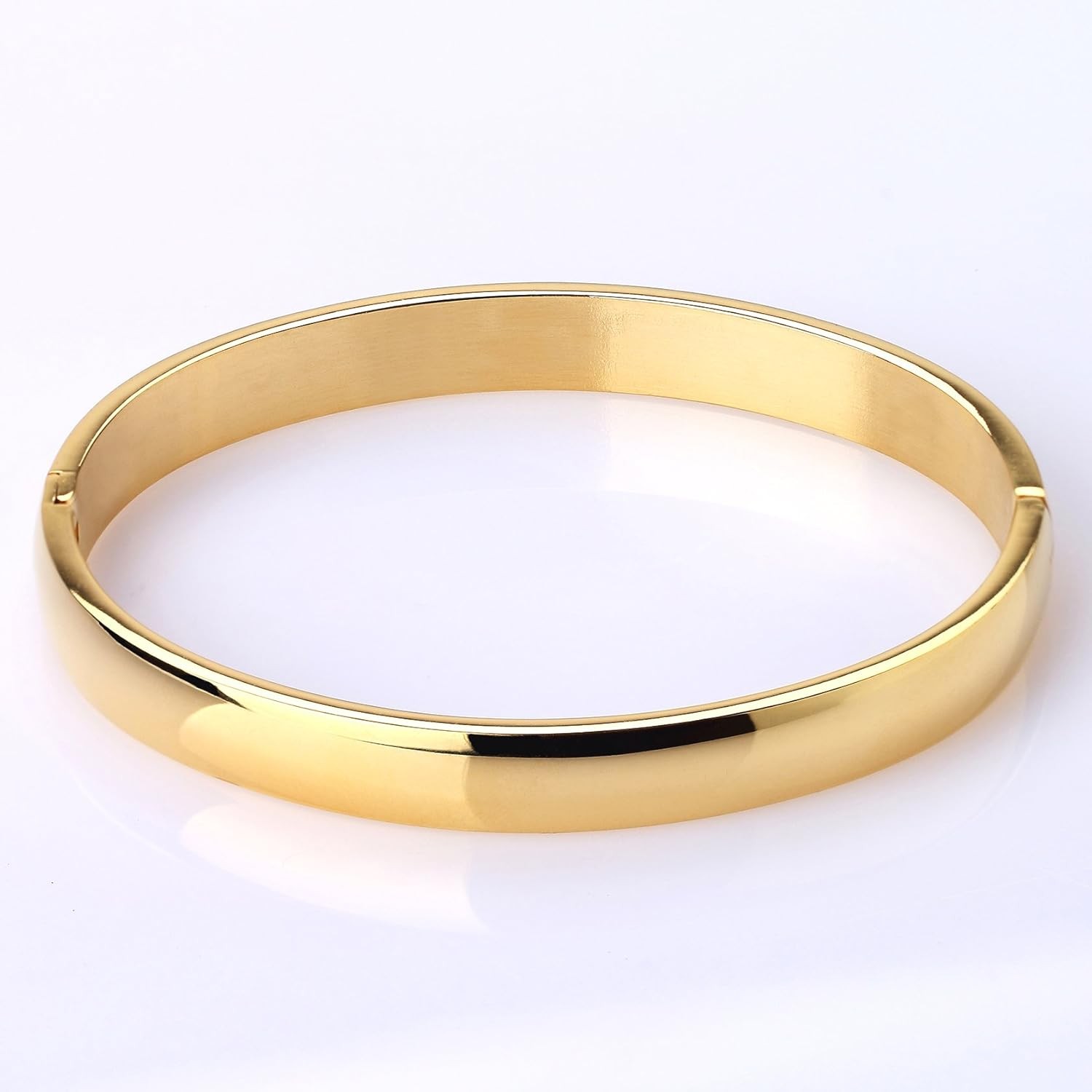 Womens Bangle 8MM Stainless Steel Bracelet Oval Polished Finish Cuff Bangle 6.7″