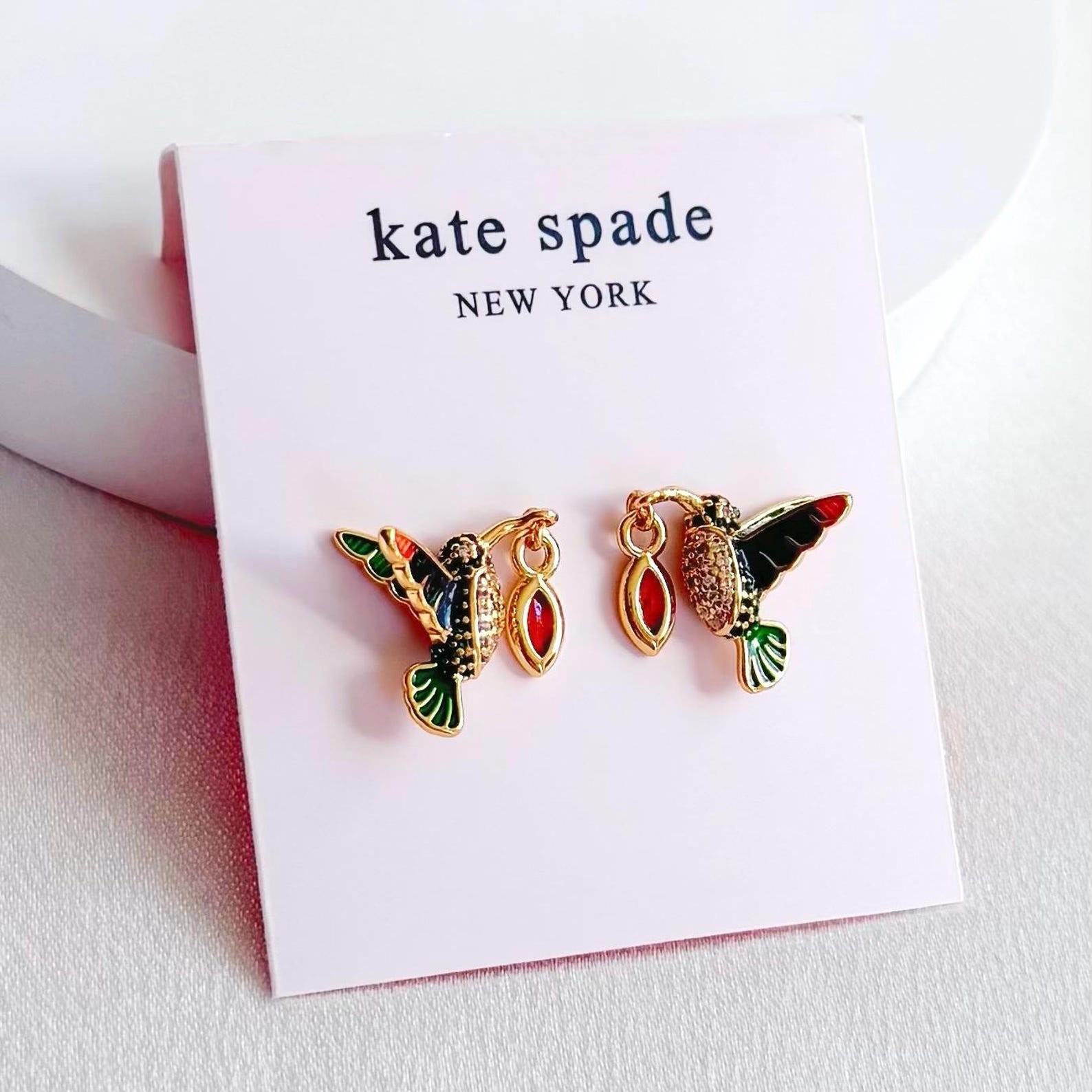 Kate humming bird red stud earrings Gift for her