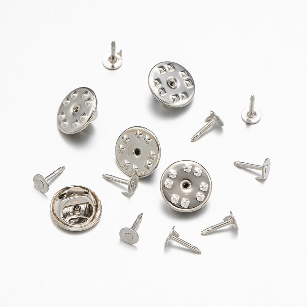 100pc Metal Locking Pin Back Brooch Badge Holder Lapel Base For DIY Jewelry