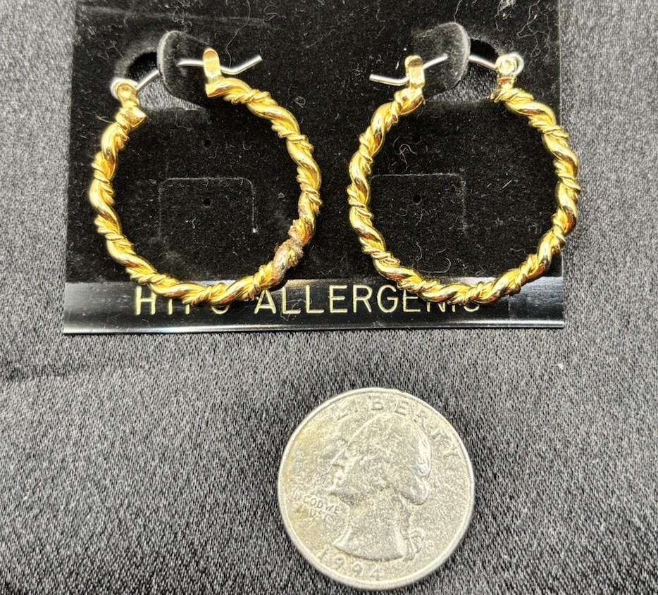 Hoop Earrings Lot Gold Tone Twisted Textured 8 Pair