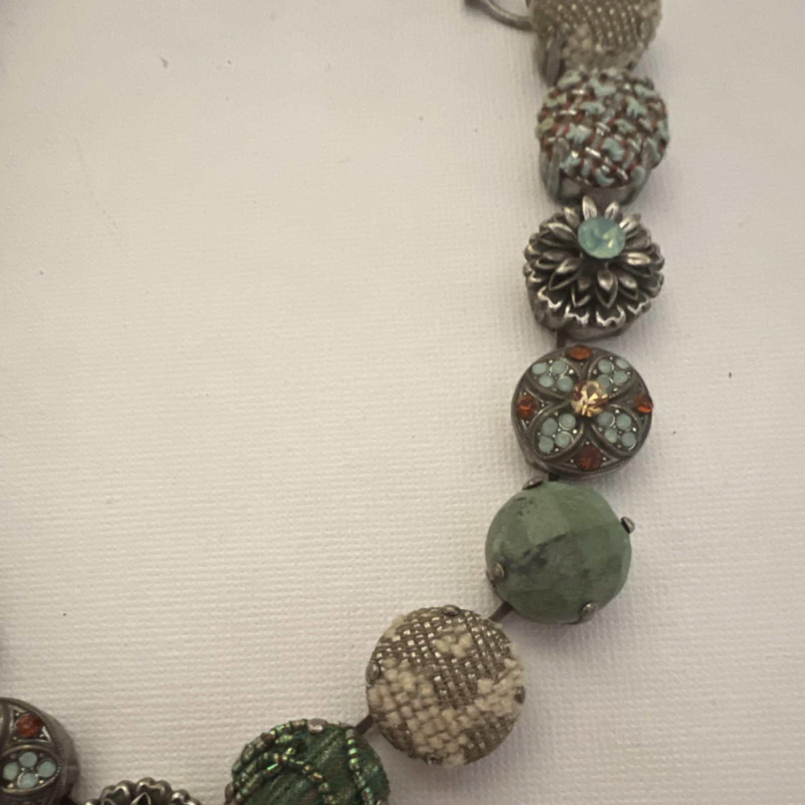 Mariana Green Crystal Multicolor Beaded Statement Cable Chain Necklace Signed