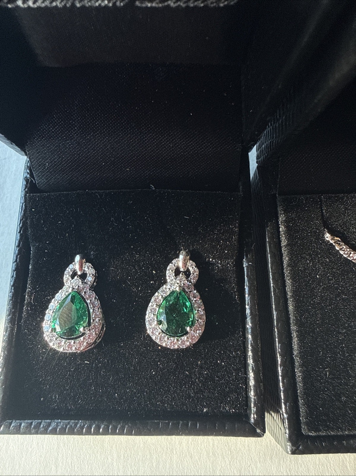 Gold Coast Platinum Plated Emerald Green CZ Necklace And Earrings Set