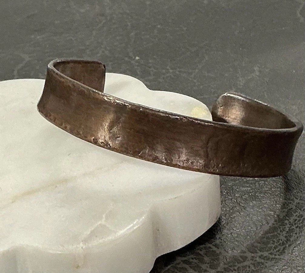 100% Pure Copper Handmade Cuff Bracelet Men’s Hammered Concrete Finish