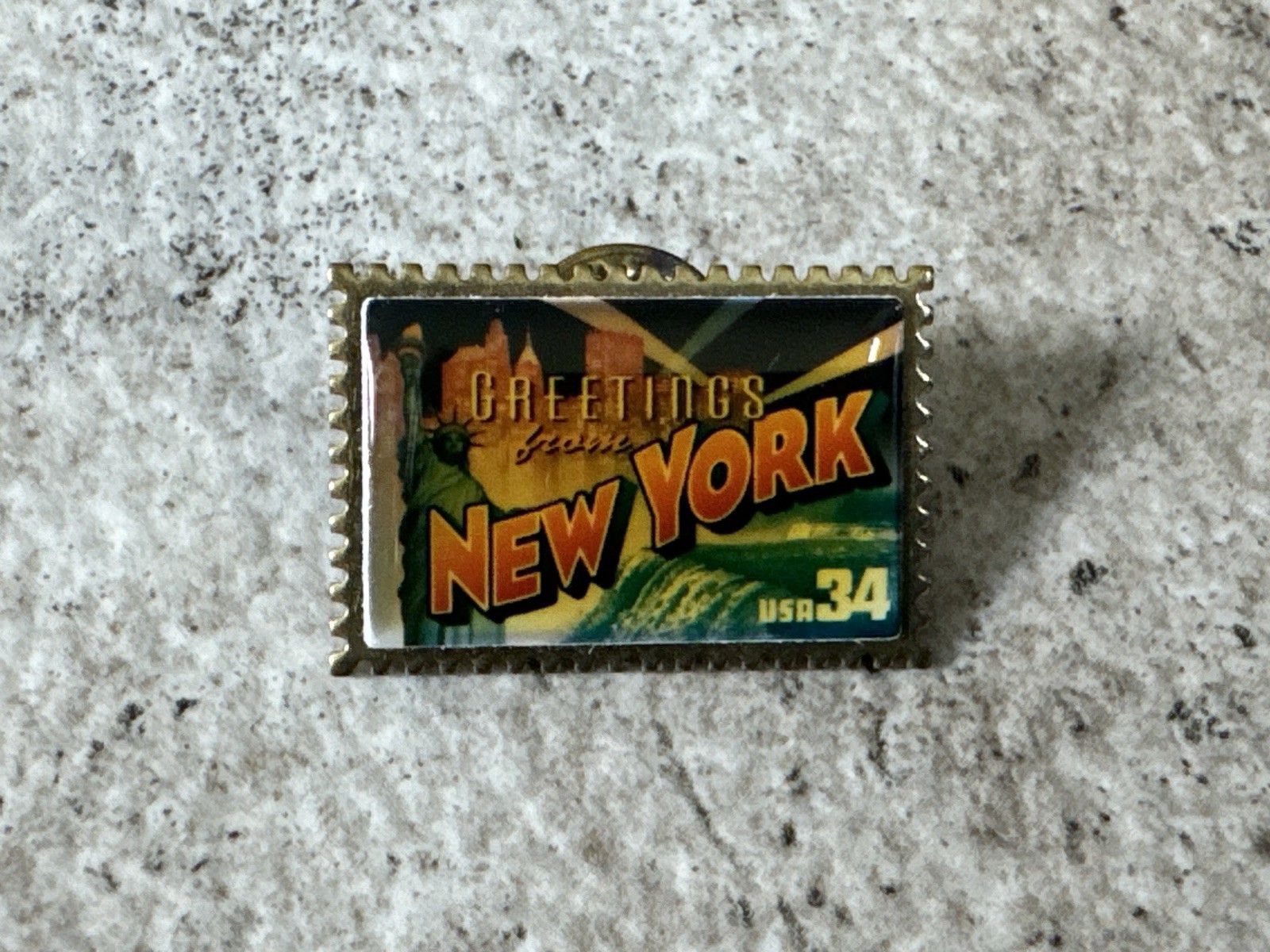 Vintage USPS Stamp Replica Pins Set Vermont State Flower New York Iris Flag