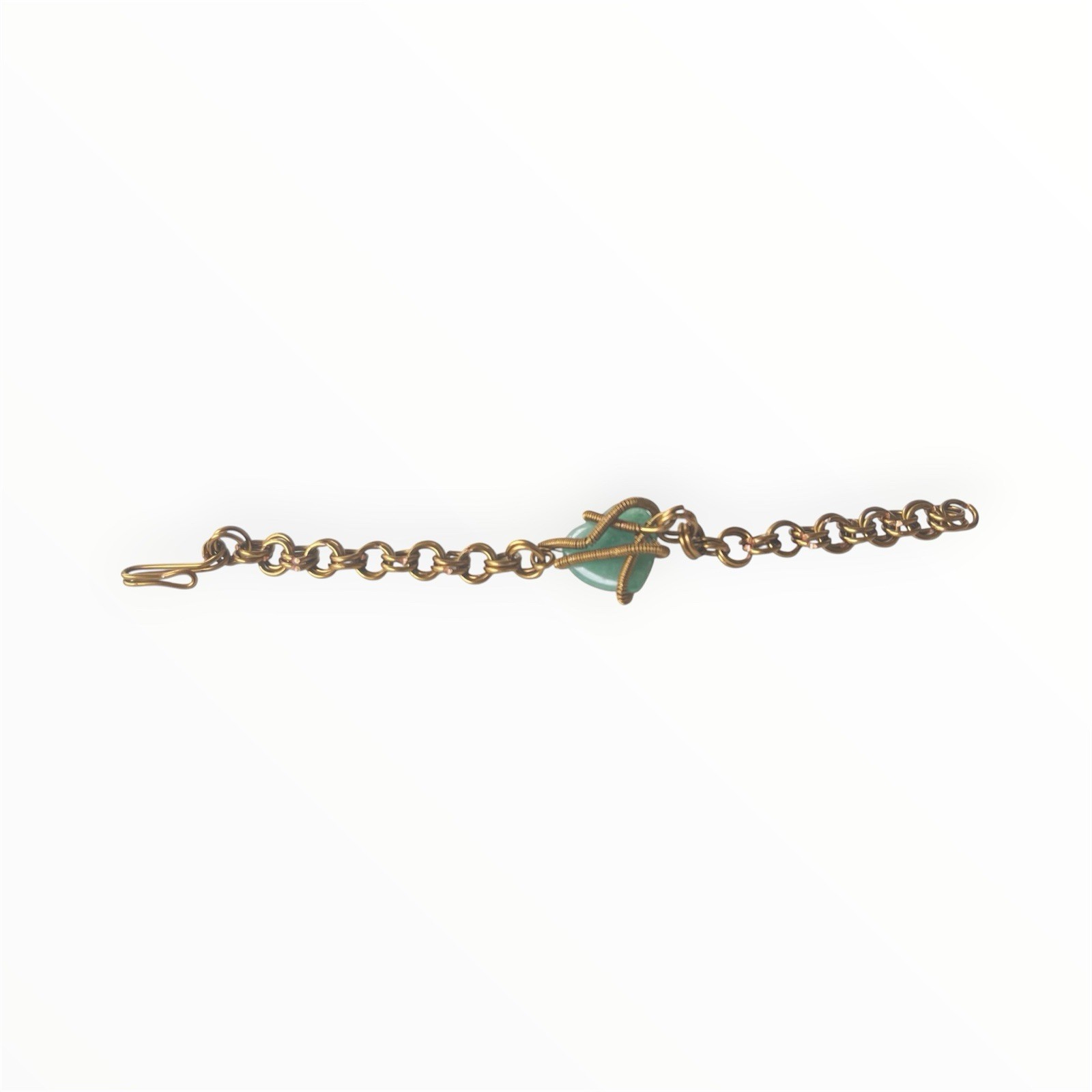 Copper Link Chain Dangle Charm Bracelet, Hook Closure, Copper Tone