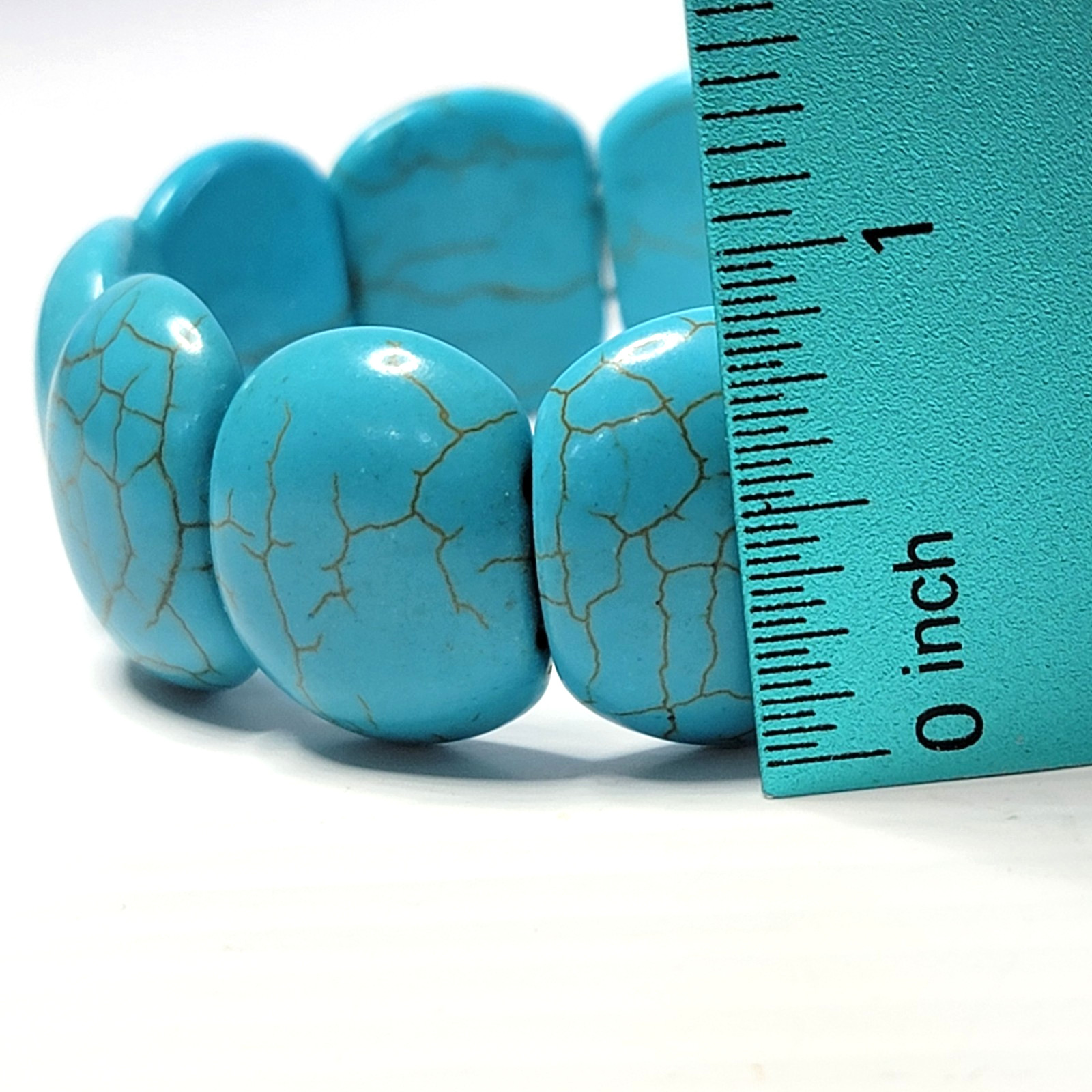 Bohemian Blue Faux Turquoise Beaded Stretch Bracelet 7 Inch Stacking Layering