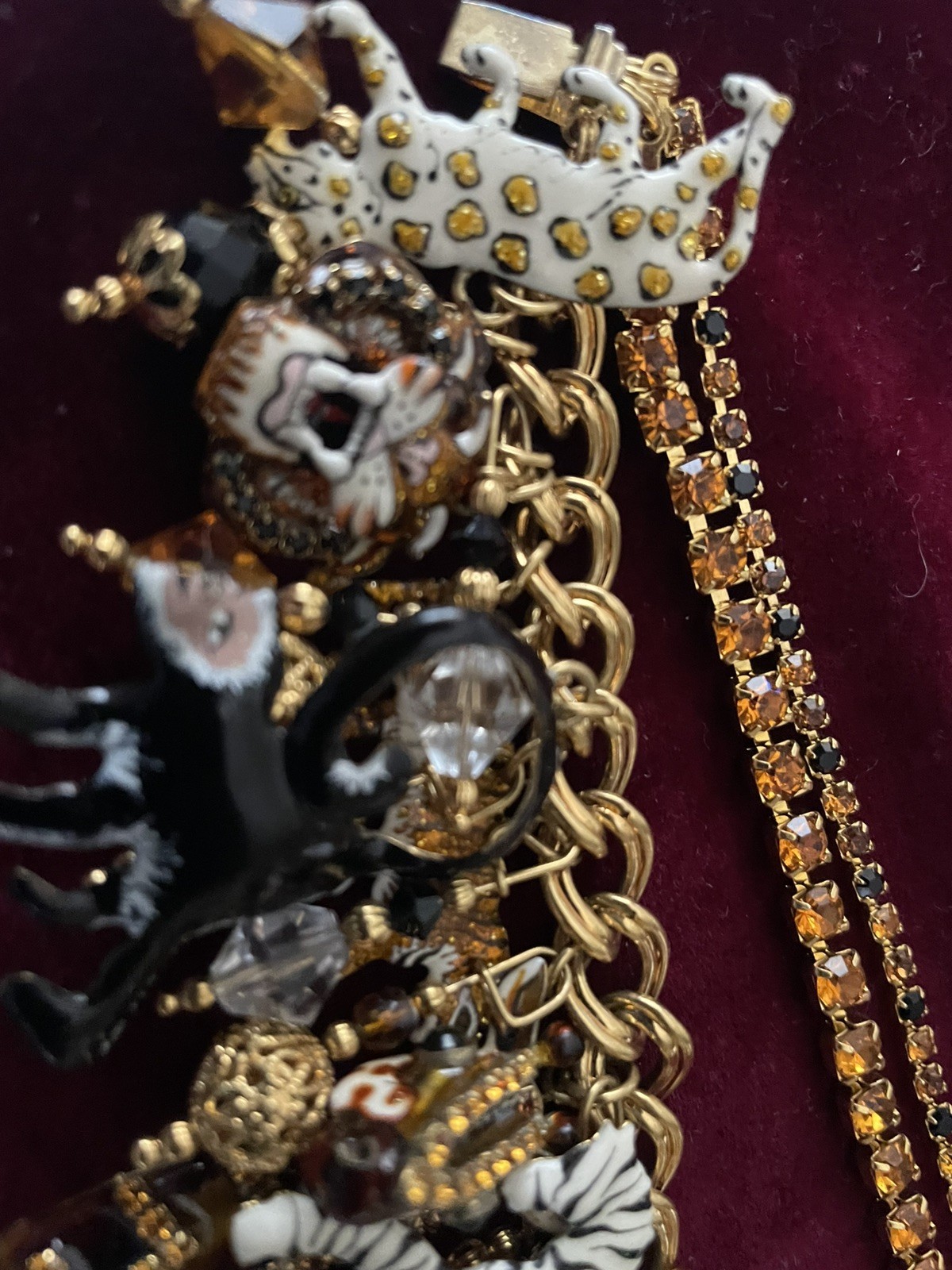 RARE LUNCH AT THE RITZ JUNGLE BRUNCH 22k Gold PlatedCHARM BRACELET.