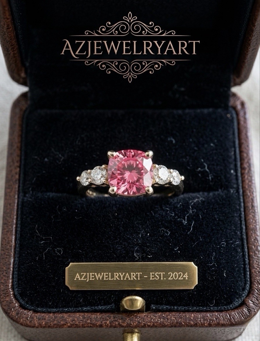 Cushion Cut Pink Tourmaline Ring 925Sterling Silver Engagement Ring.