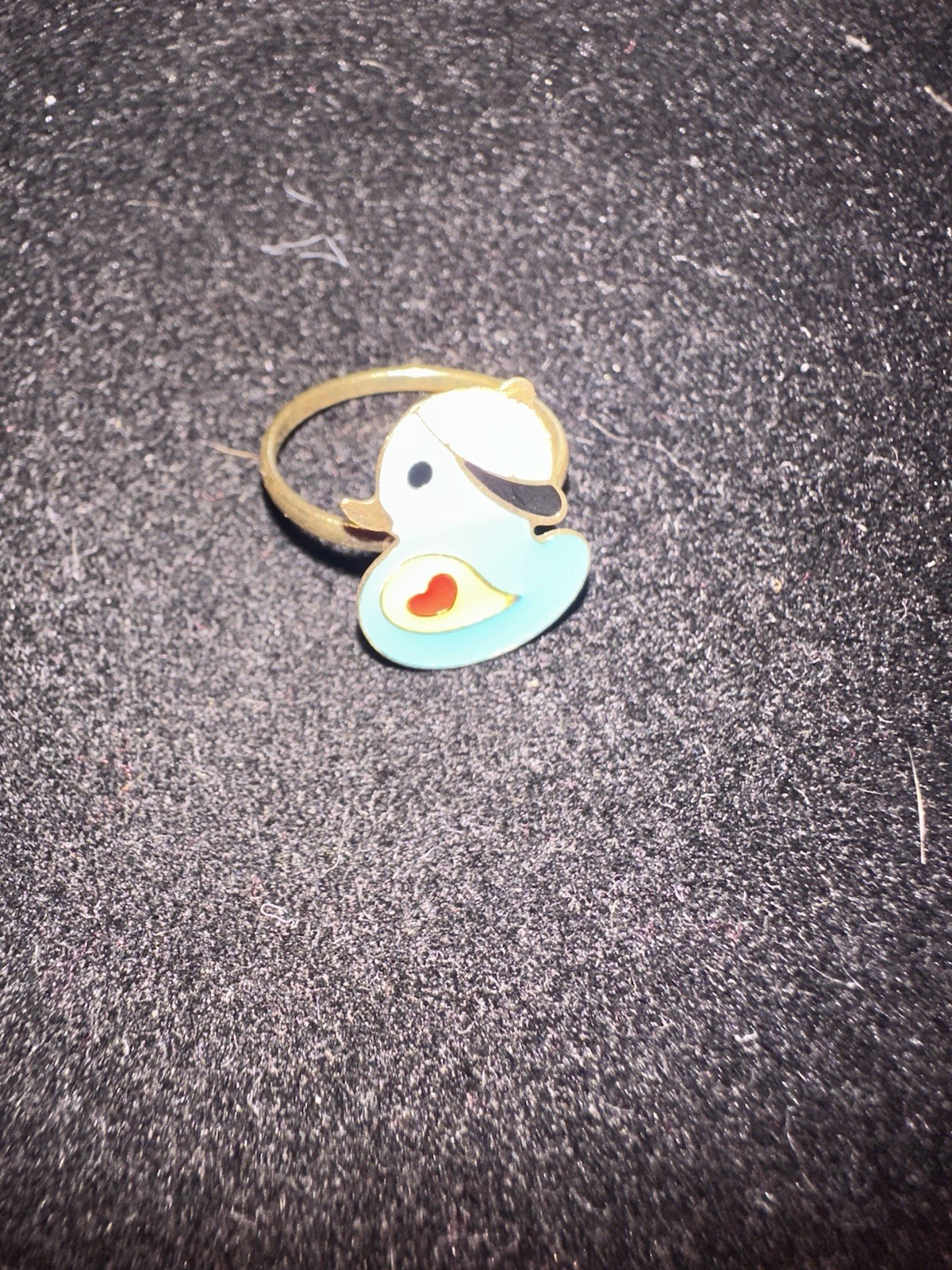Gold Tone Yellow Gold Plated 900 Enamel Duck Band Ring Size 4 Multicolor