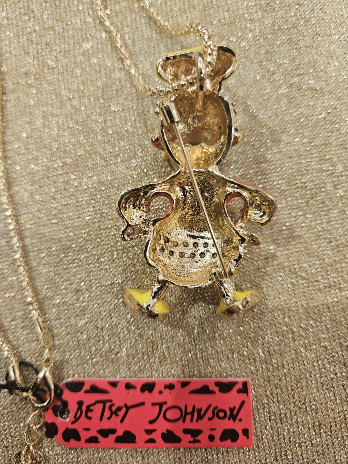 Betsey Johnson Rhinestone Disney Donald Duck Necklace New With Tags