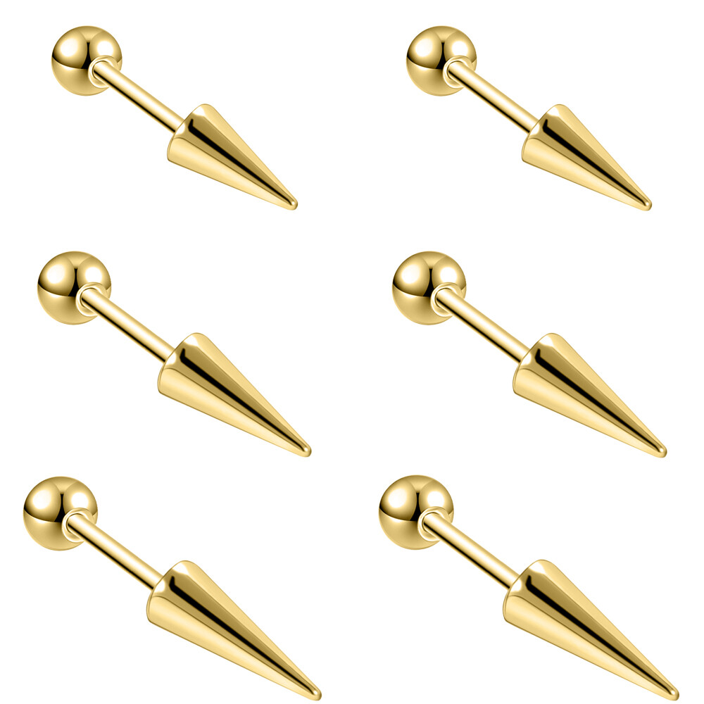 18G Stainless Steel Spike Stud Earring Helix Piercing Balls Screw Back Piercing