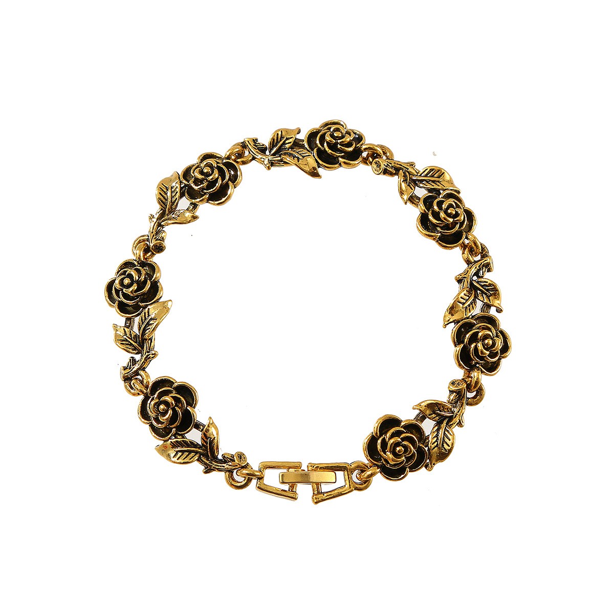 Vintage 3D Rose Leaf Floral Bracelet Antique Gold/Silver Plated Women’s Jewelry