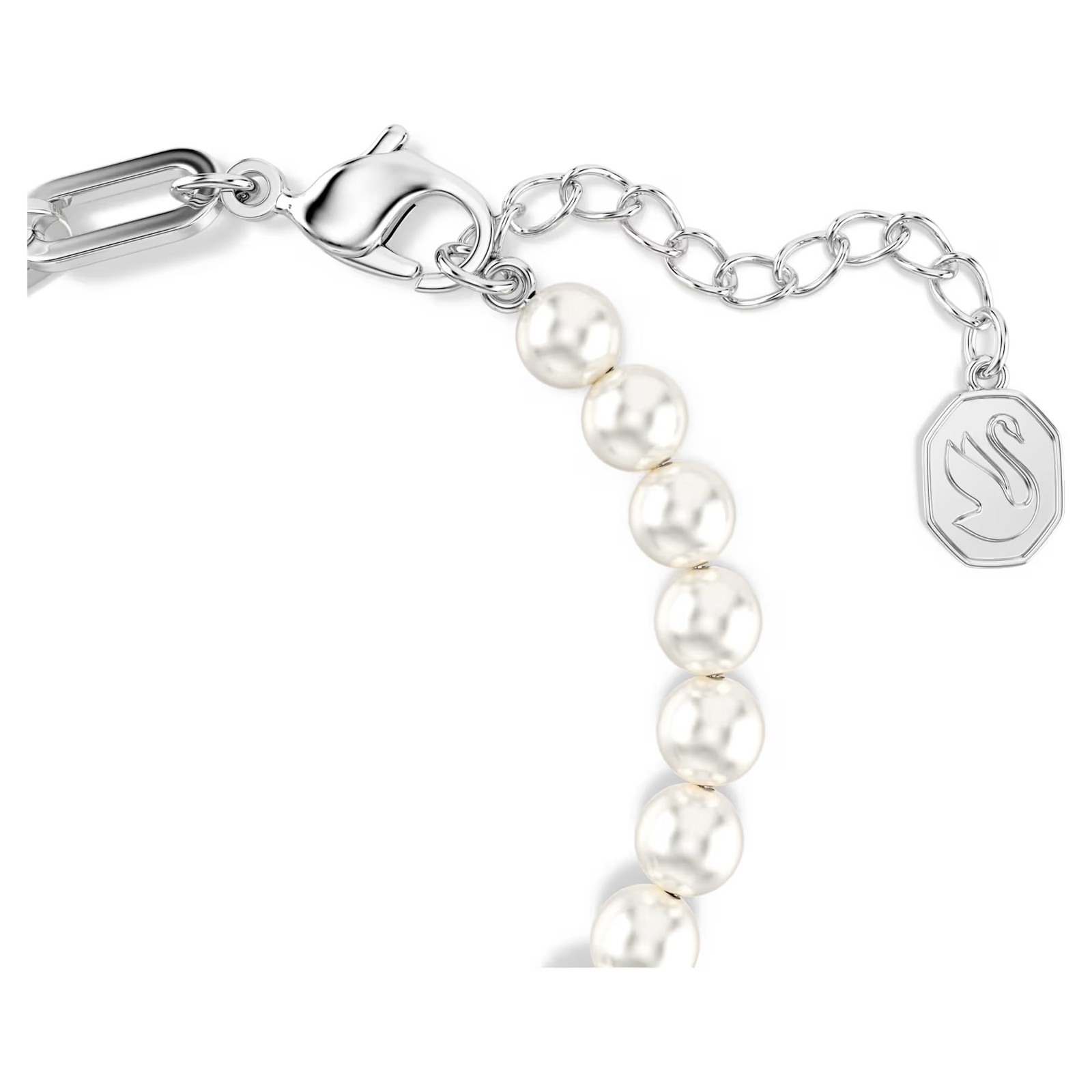 Swarovski Swan Bracelet, Crystal Pearl, Swan, Black, Rhodium Plated 5705720