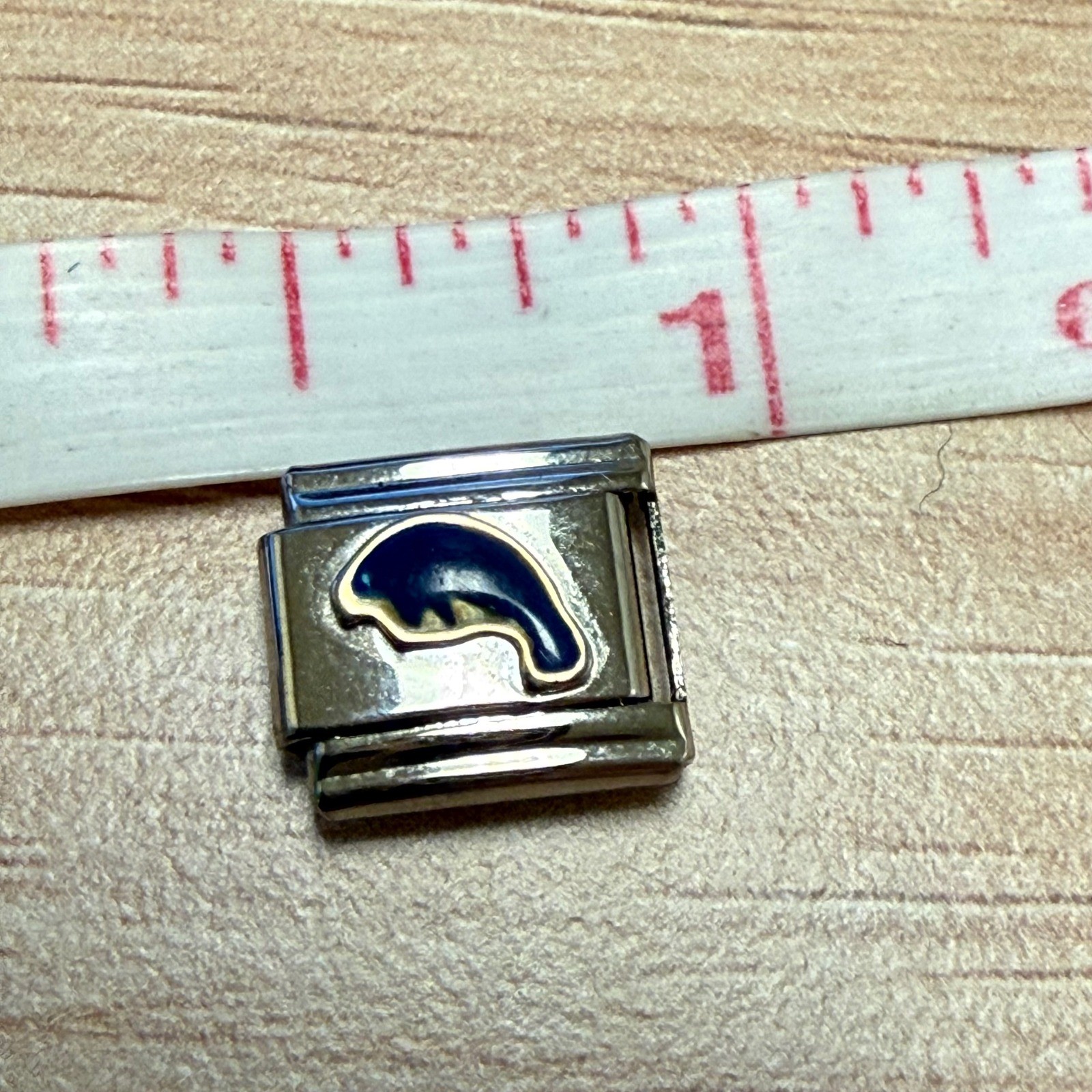 Blue Enamel Dolphin Italian Charm Link Stainless Steel 9mm Modular Jewelry