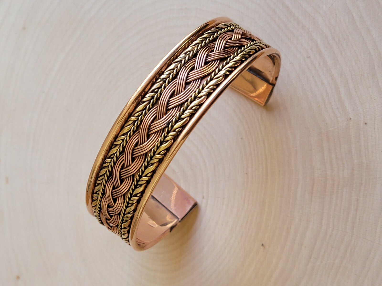 Solid Copper Two Tone Cuffed Health Bracelet – Pure Copper Cuff Bracelet