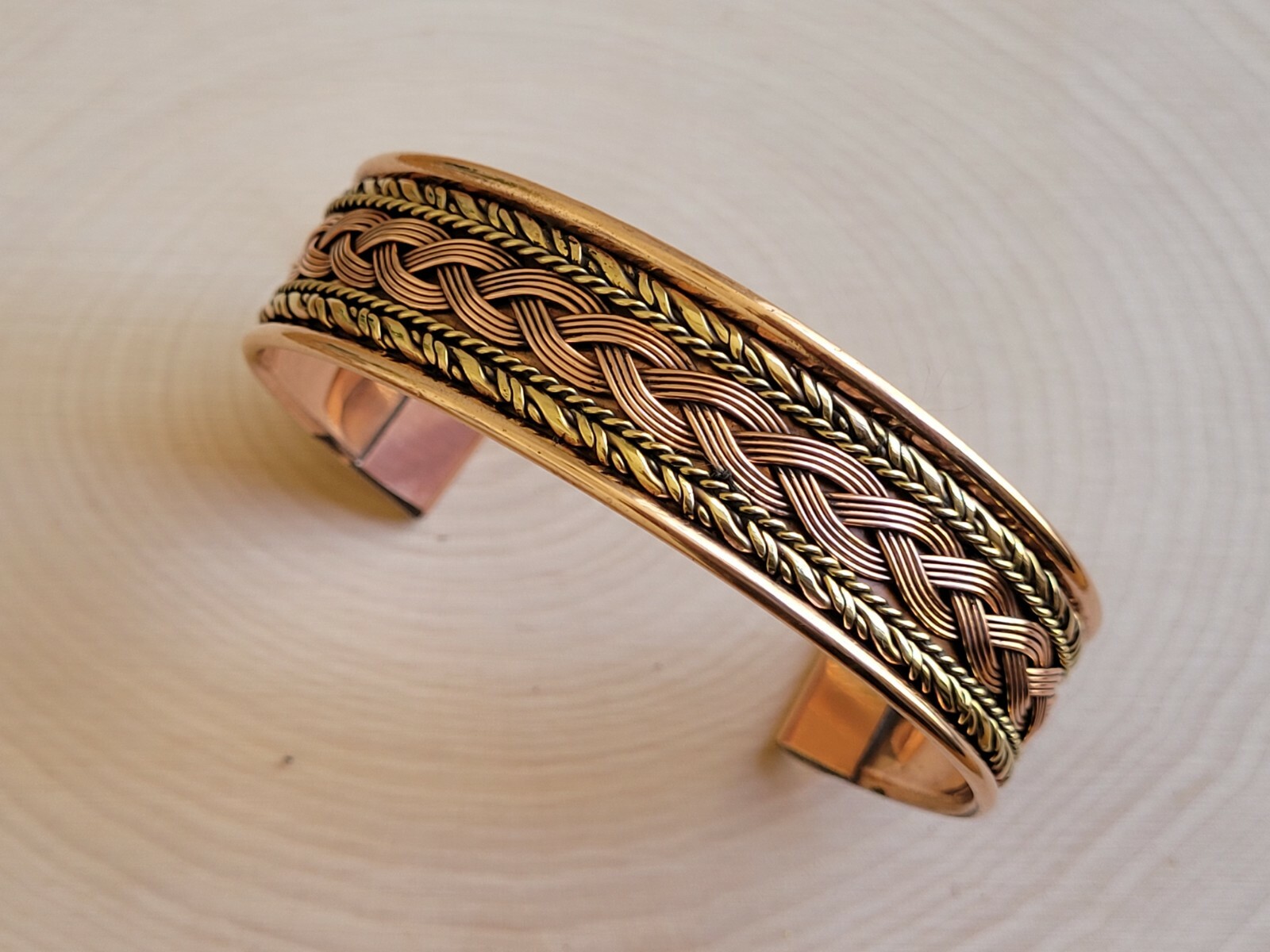 Solid Copper Two Tone Cuffed Health Bracelet – Pure Copper Cuff Bracelet