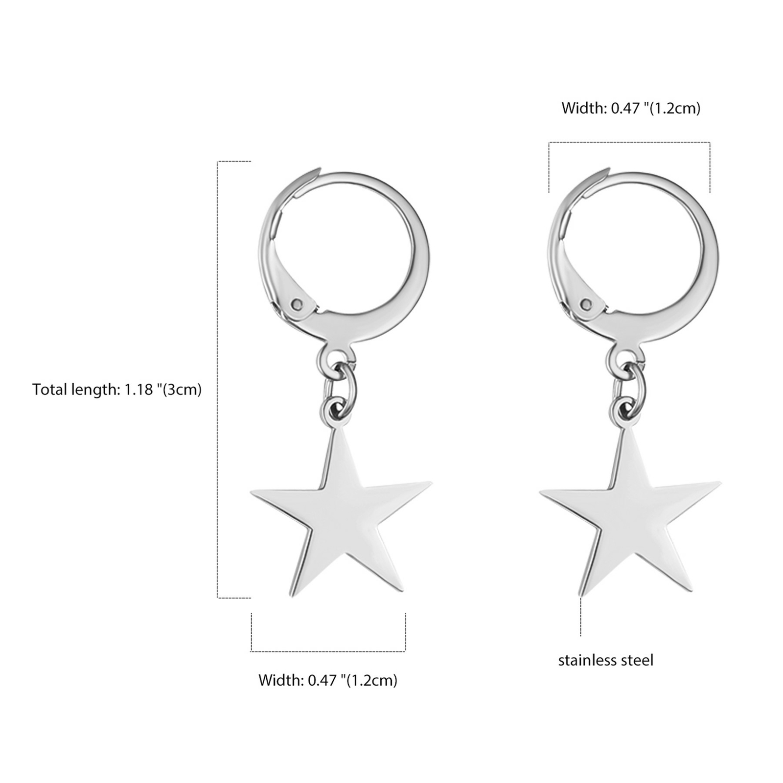 4/8 Pair Stainless Steel Moon Star Huggie Huggie Dangle Hoop Earrings Women Girl