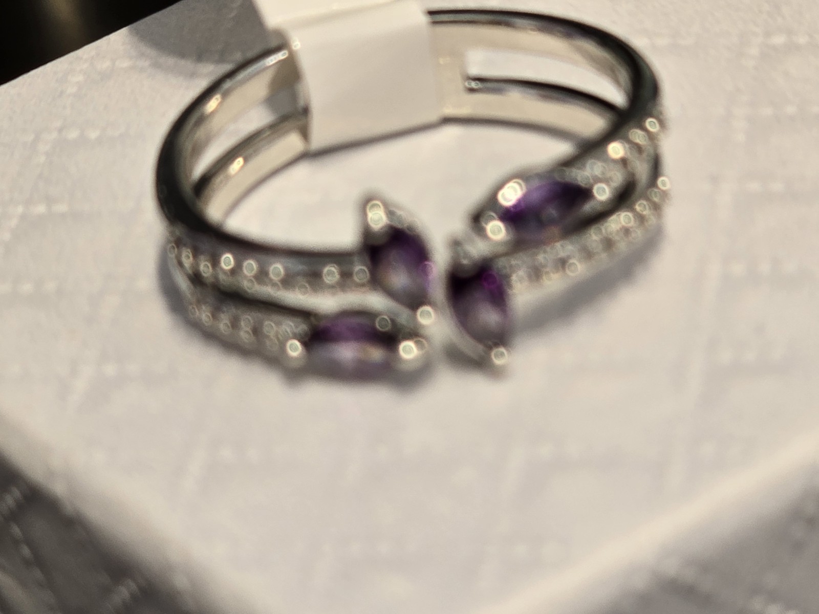 Ring Bomb Party February 2026 8 RG39018 “But Never Touching” Rhodium/Amethyst