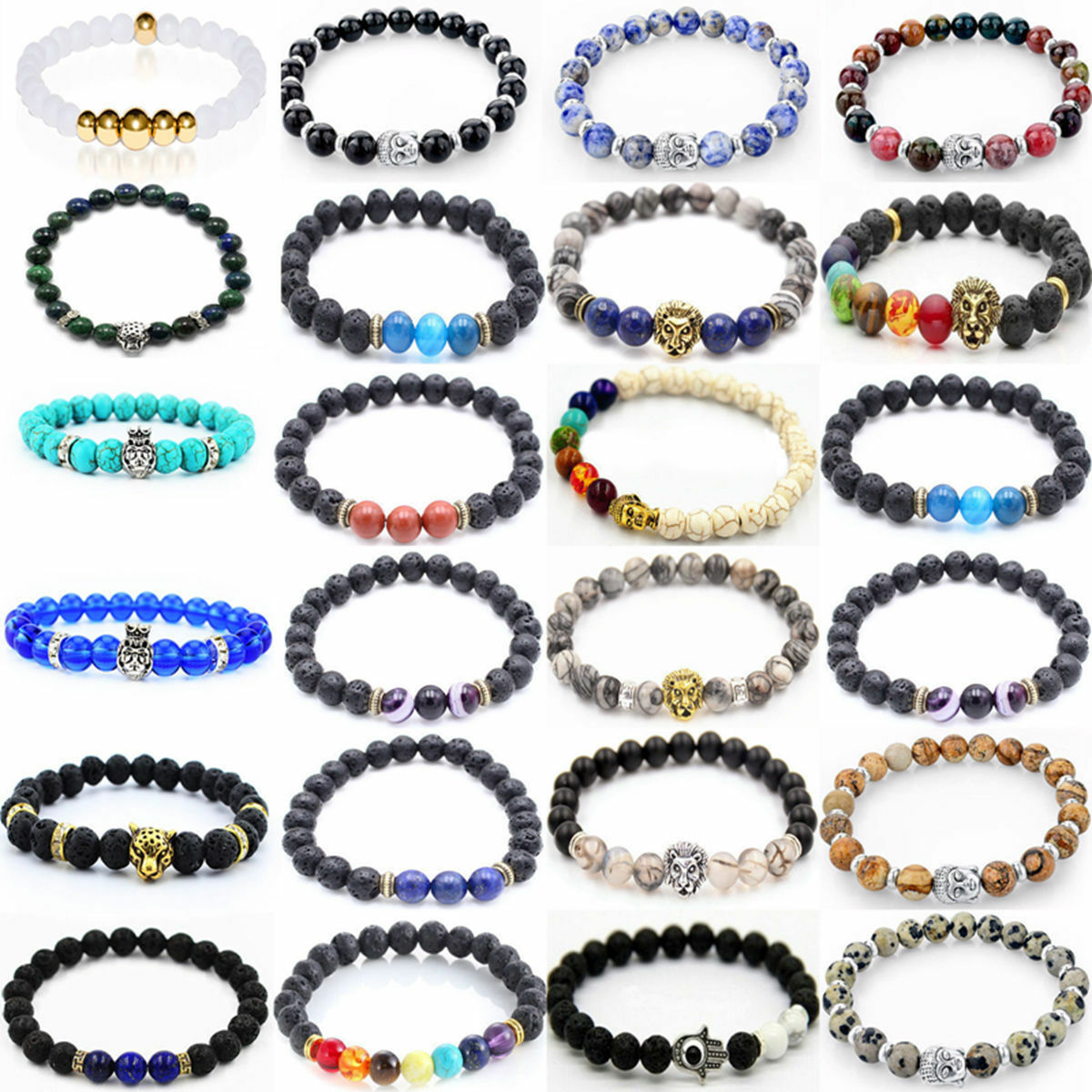 Wholesale Mixed Beaded Bracelet Natural Stone Stretch Women Men Bracelet Jewelry