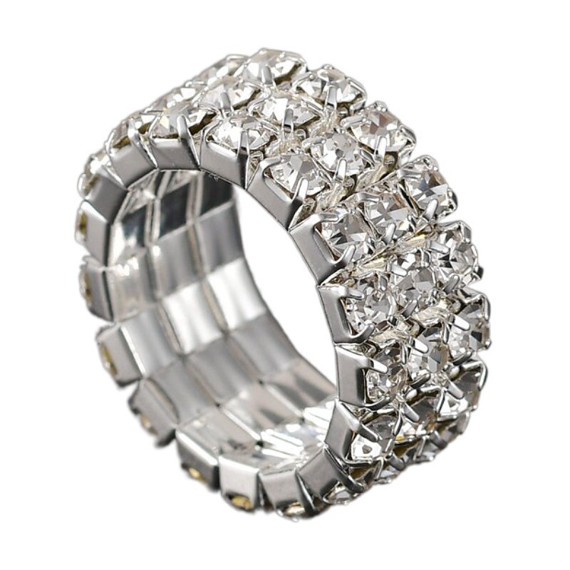 Fashion Women Punk Crystal Rhinestone Ring Elastic Ring DIY Wholesale Lovers