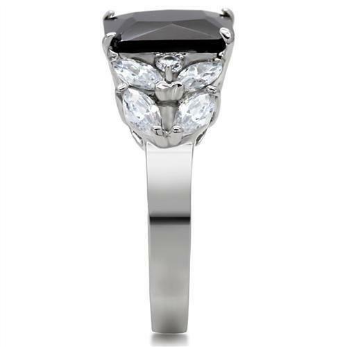 TK182 – High polished (no plating) Stainless Steel Ring with AAA Grade CZ in