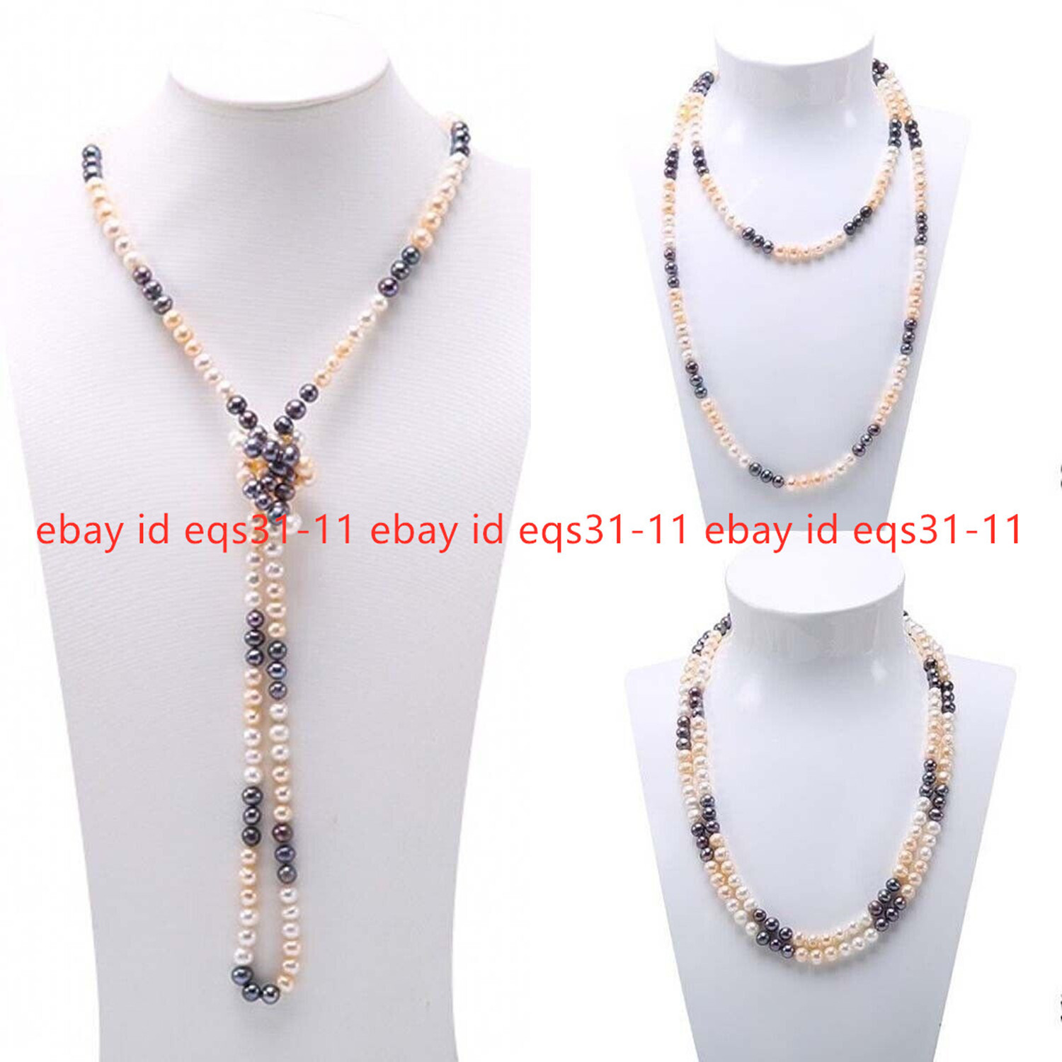 Fashion 7-8mm Multi-Color Natural Freshwater Pearl Long Necklace 36-100 Inches