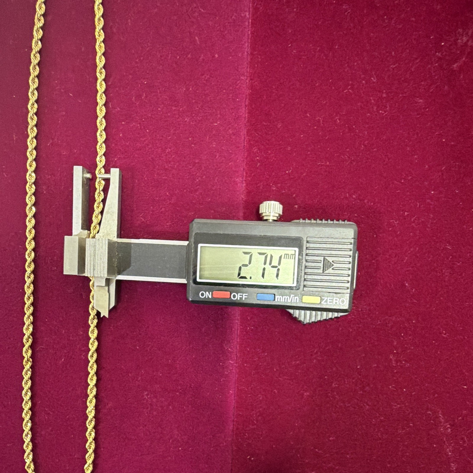 10K Gold Tone Rope Chain Necklace, 18 in, 2.74 mm, 4.5 grams