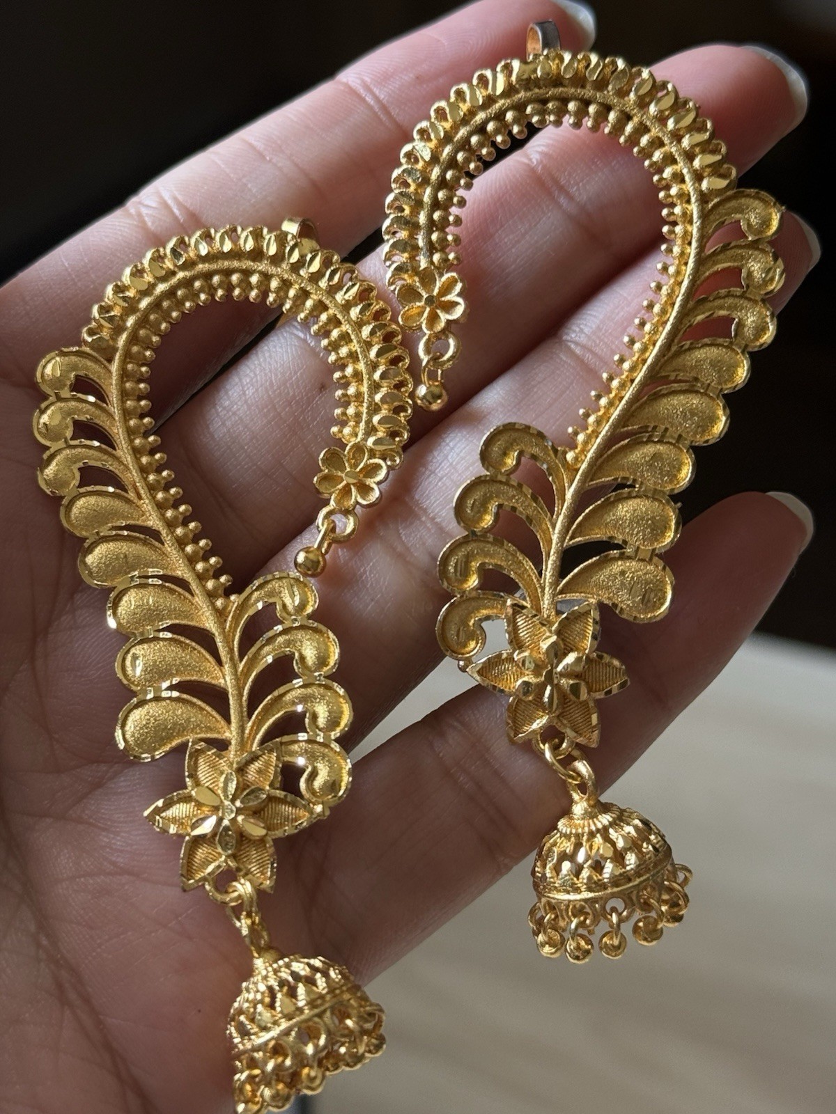 22K Gold plated Jhumka Ear Cuffs traditional indian earrings